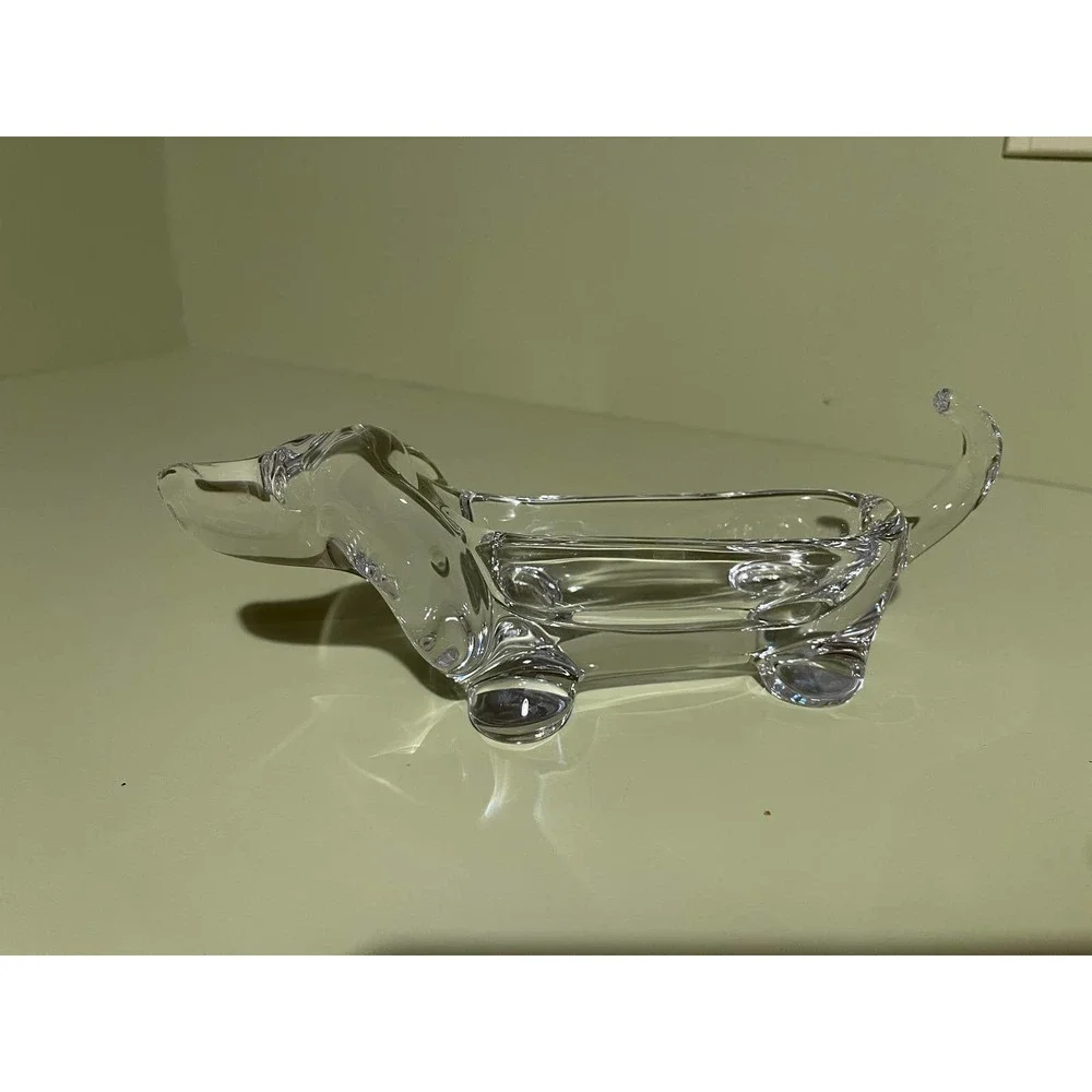 Vintage Art Lead Crystal‎ Dachshund Dog Candy Dish